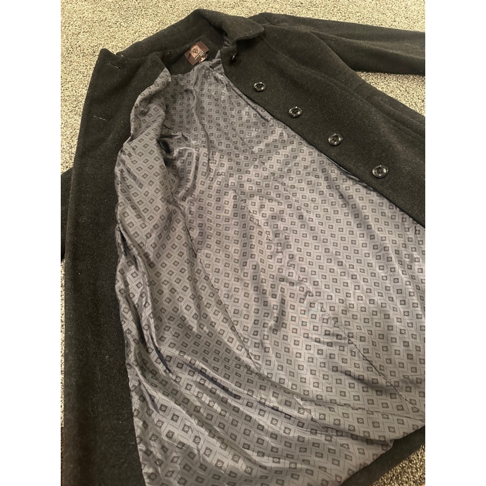 Anne Klein Gray Black Wool Blend Pea Coat Trench Petite 8 - Picture 9 of 13